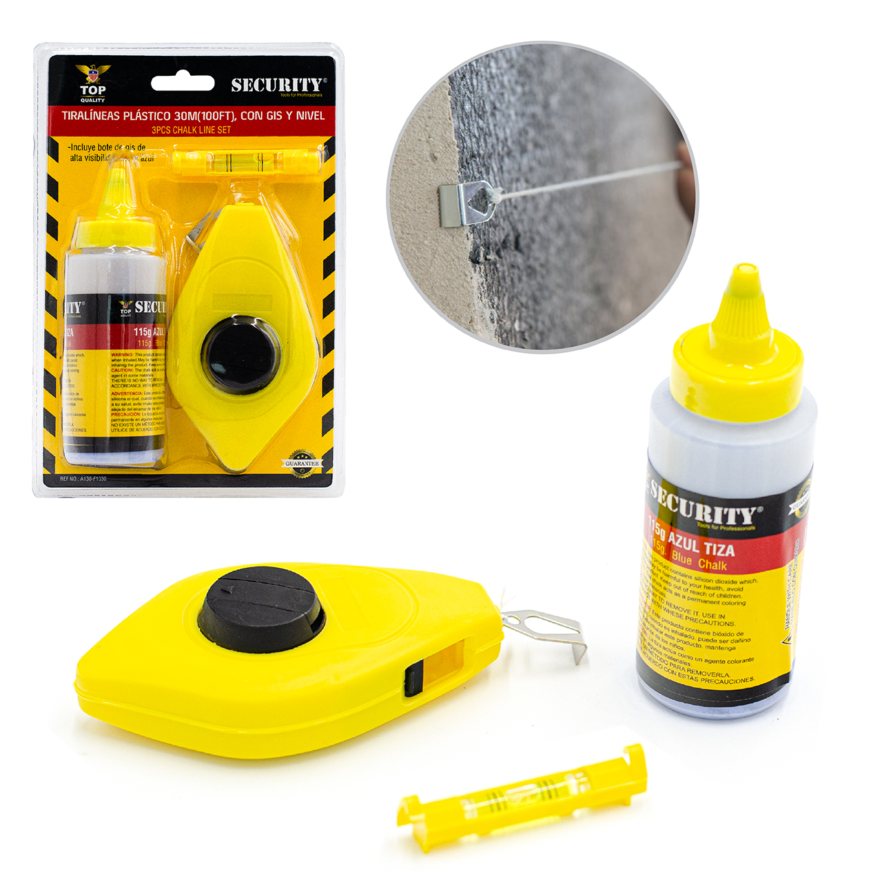 Security 3PC Chalk Line Reel Set [A136-F1030]
