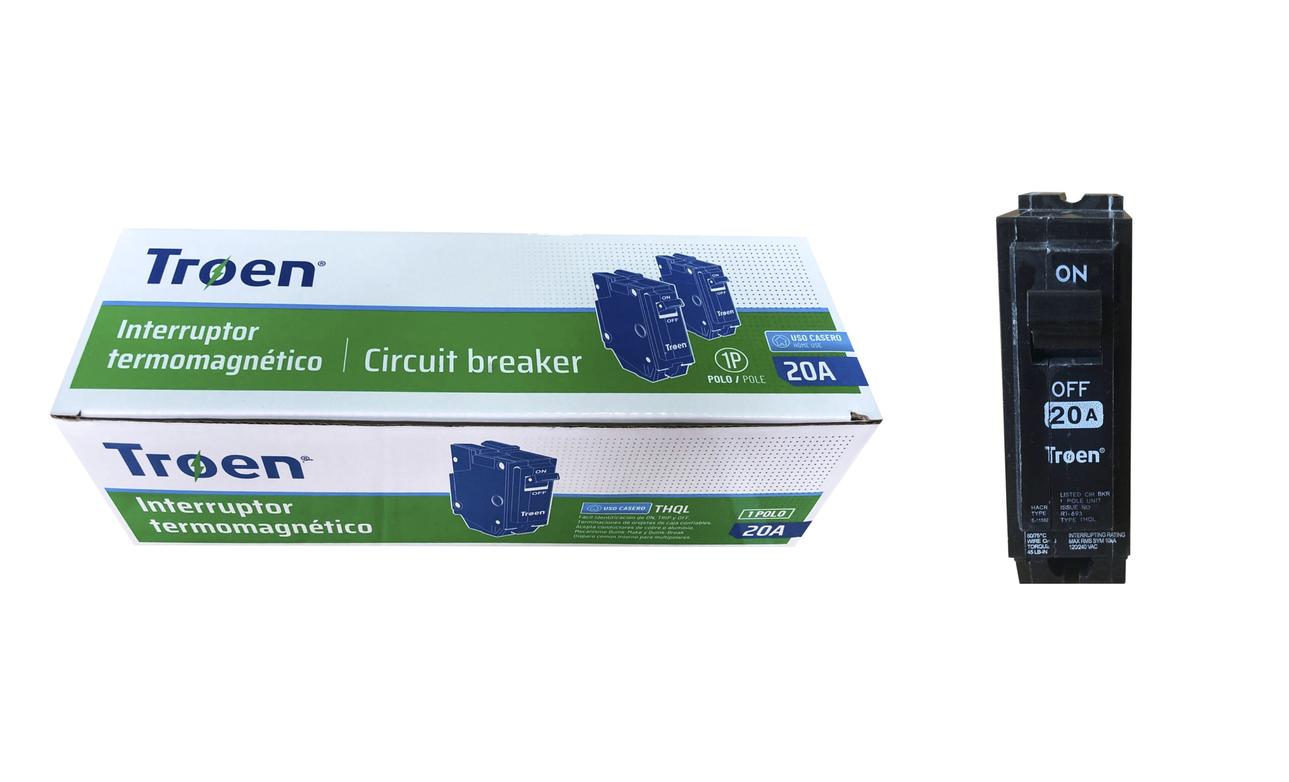 Troen 20A Single Pole Breaker THQL-20A