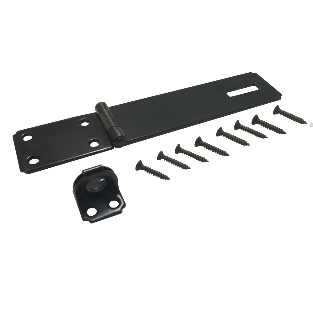 6 in. Quality Hardware Black Hasp & Staple