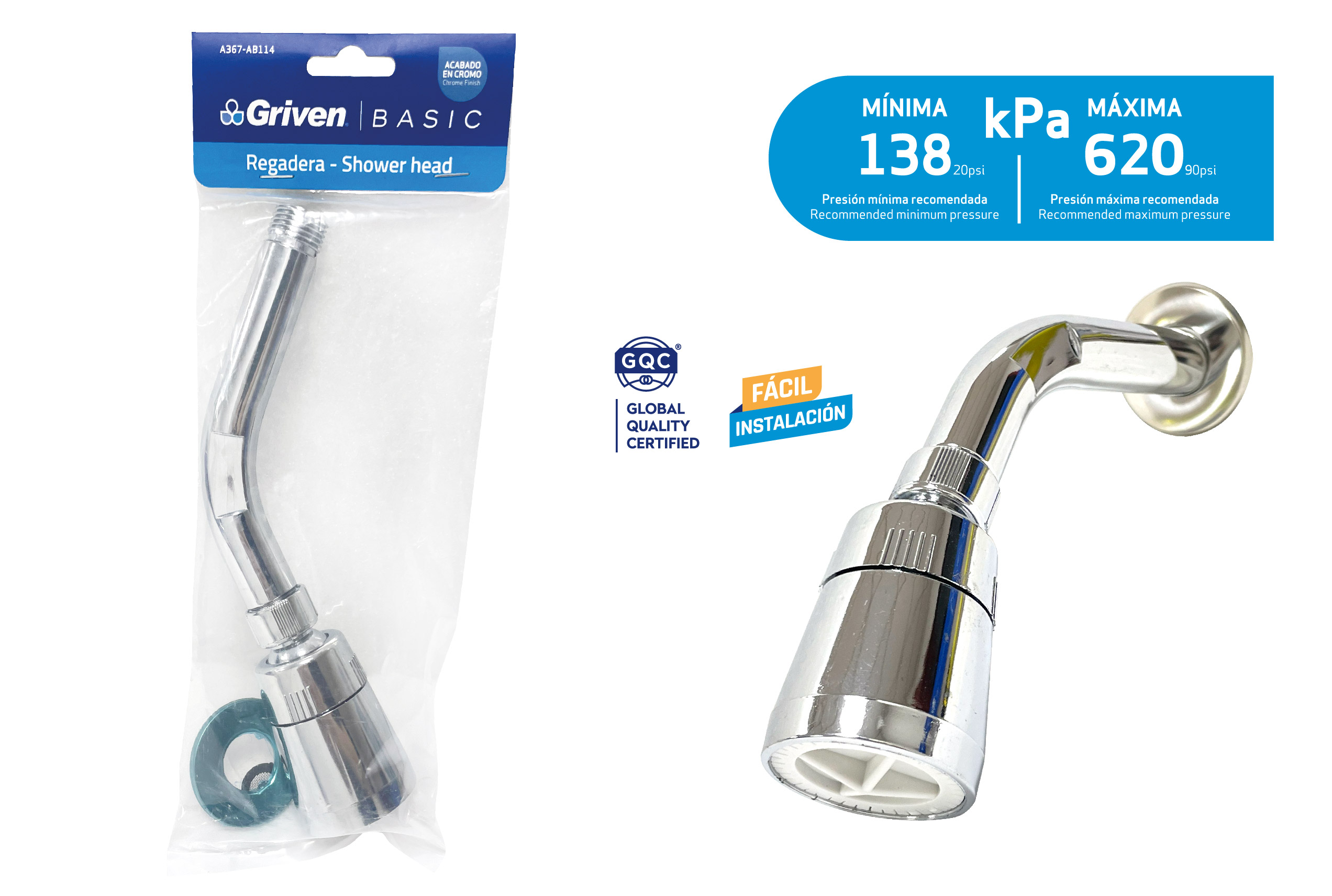 Griven Shower Head with Arm & Flange [A367-AB114]