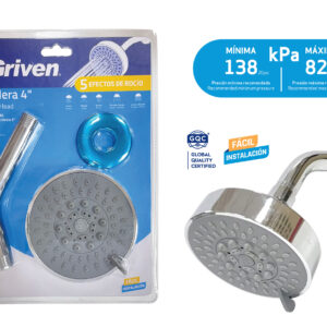 Griven 4 in. 5 Function Chrome Plated Shower Head [A367-RC2]