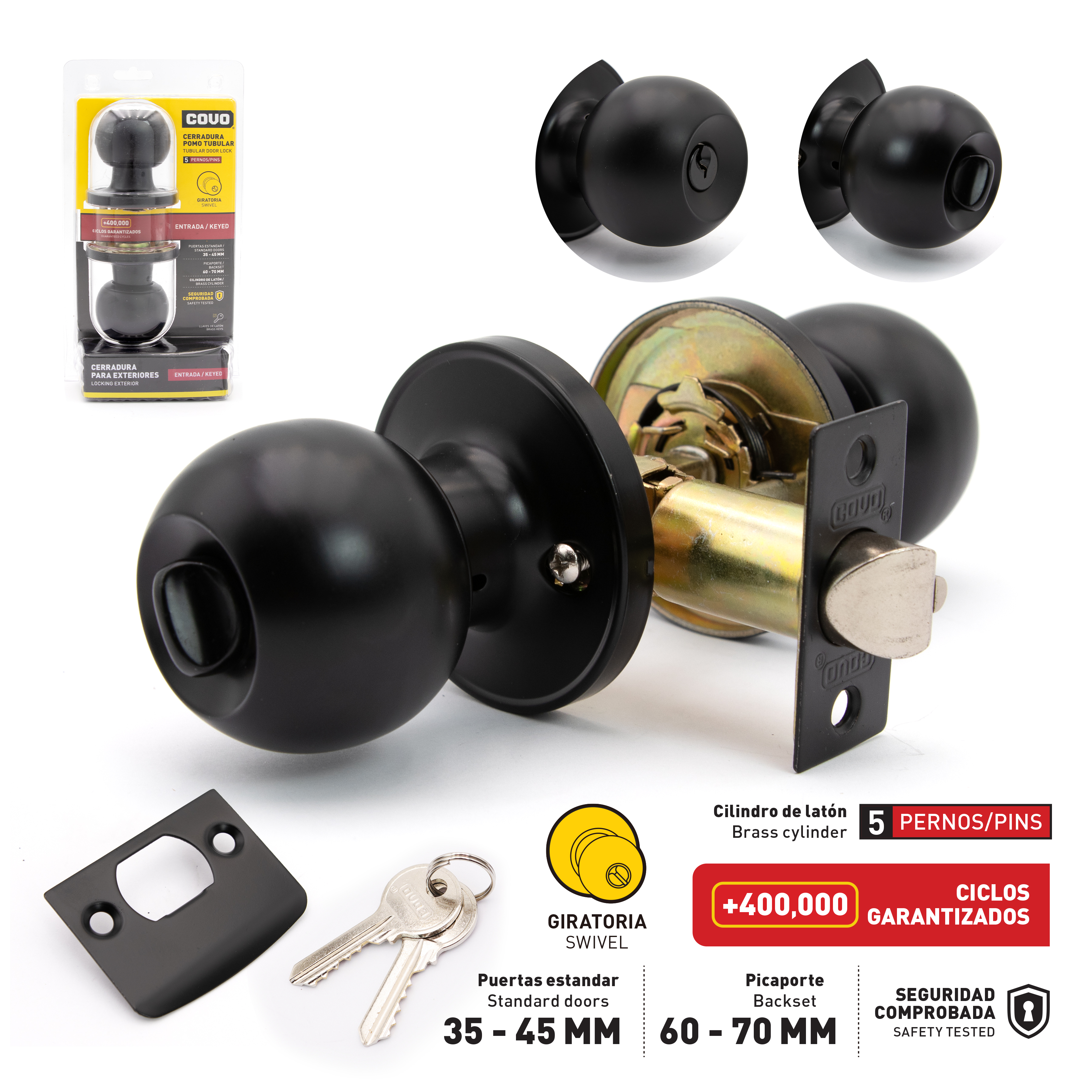 Covo Black Privacy Lock [DL-6871B-BK]