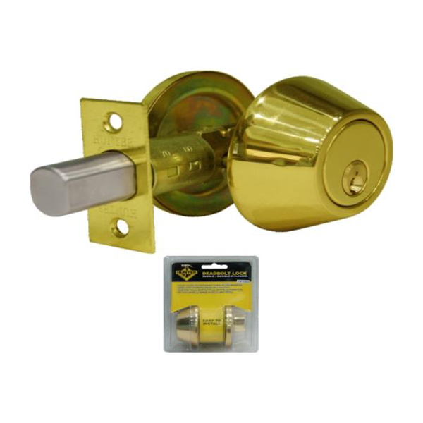 Hunter Single Cylinder Polished Brass Dead Bolt Lock [#CE1063]