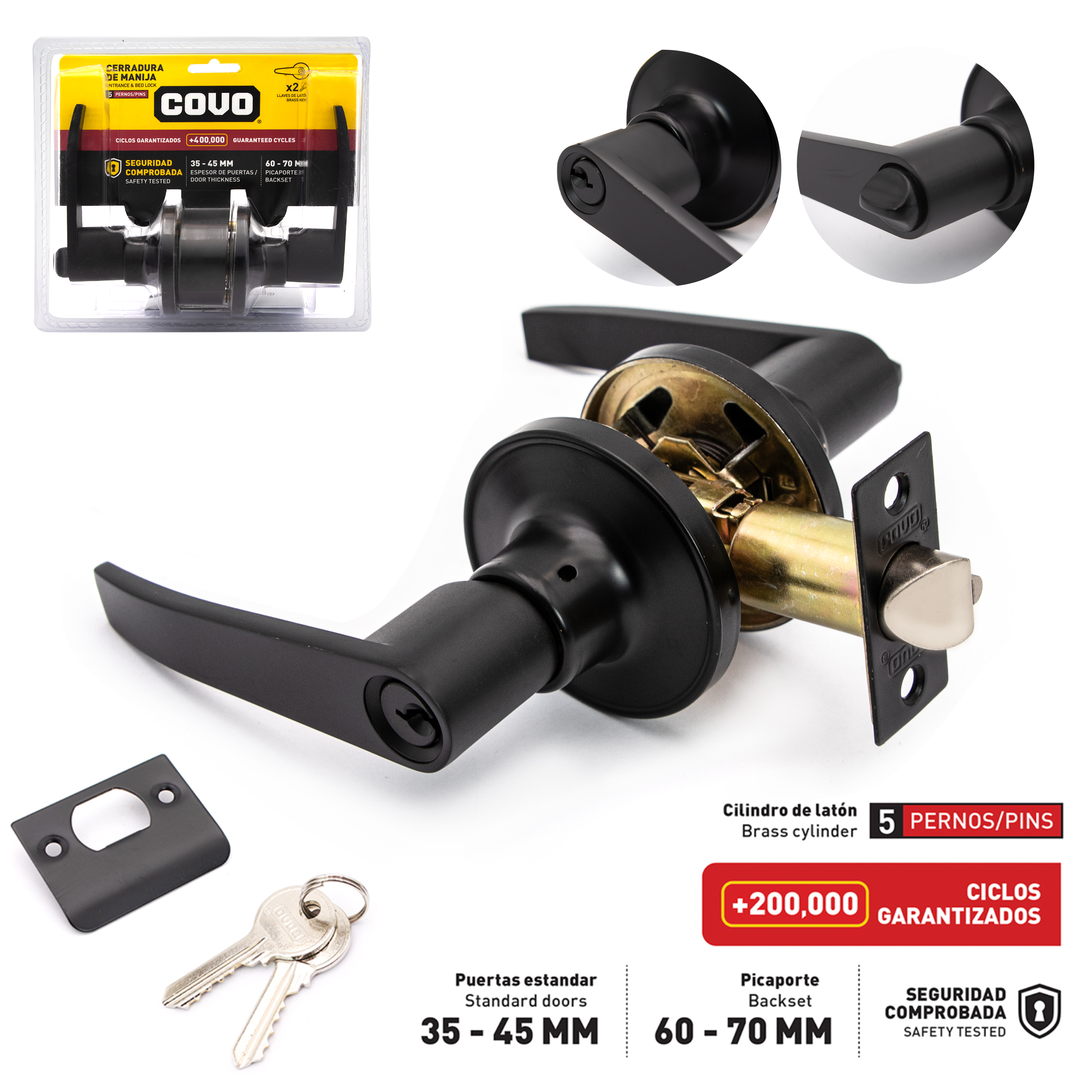 COVO Black Lever Handle Entrance Lock [DL-6411B-BK]