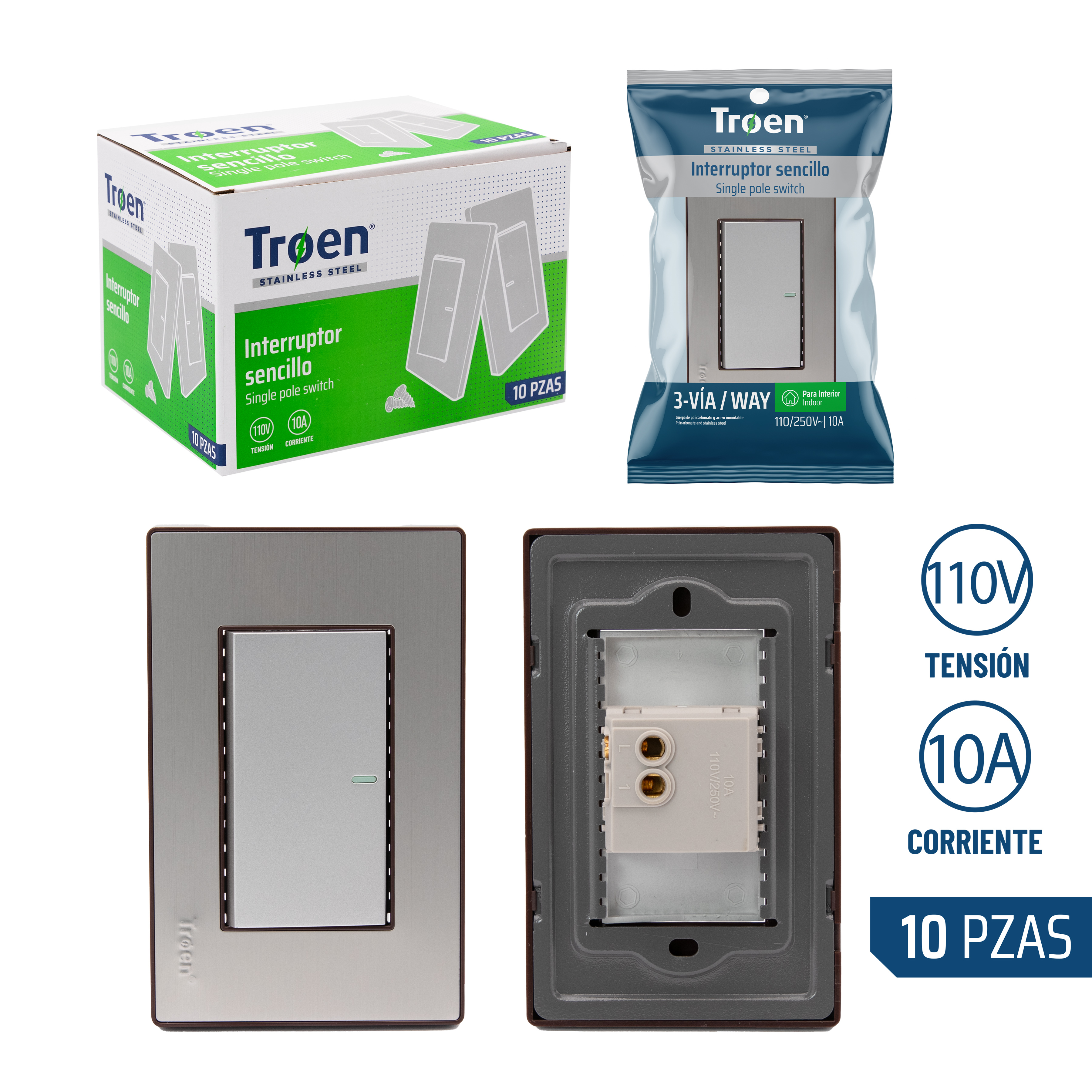 Troen 10A 127V Silver Plug [TR-ETSS-1K]