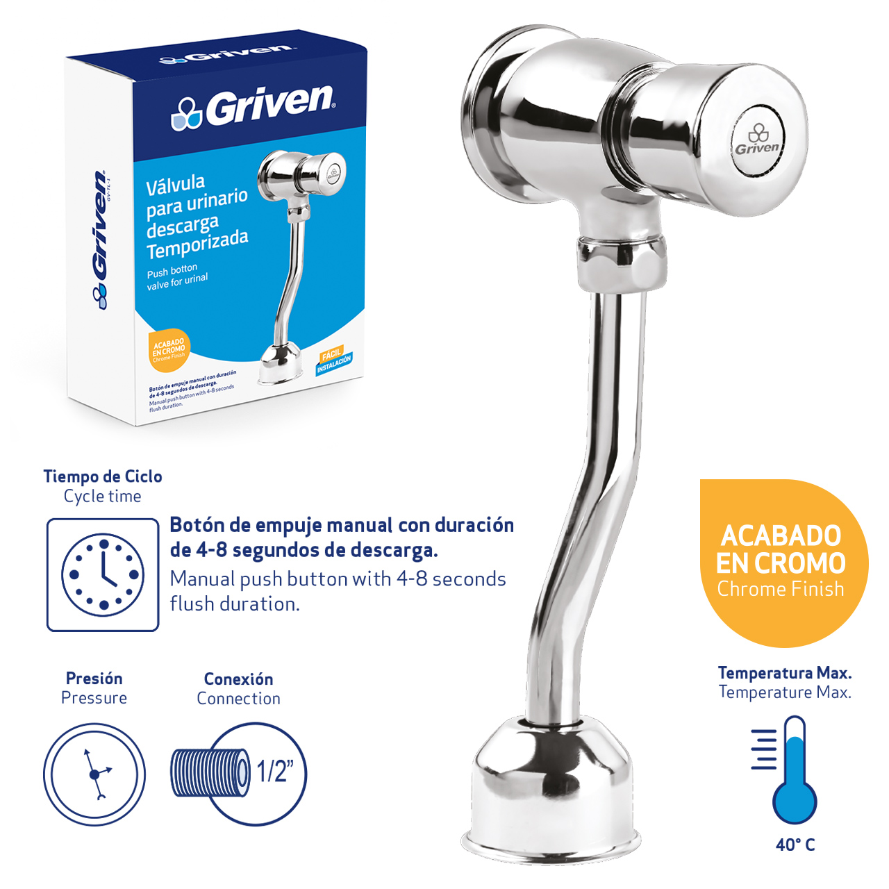 Griven Urinal Push Button Valve [GV-TL-1]