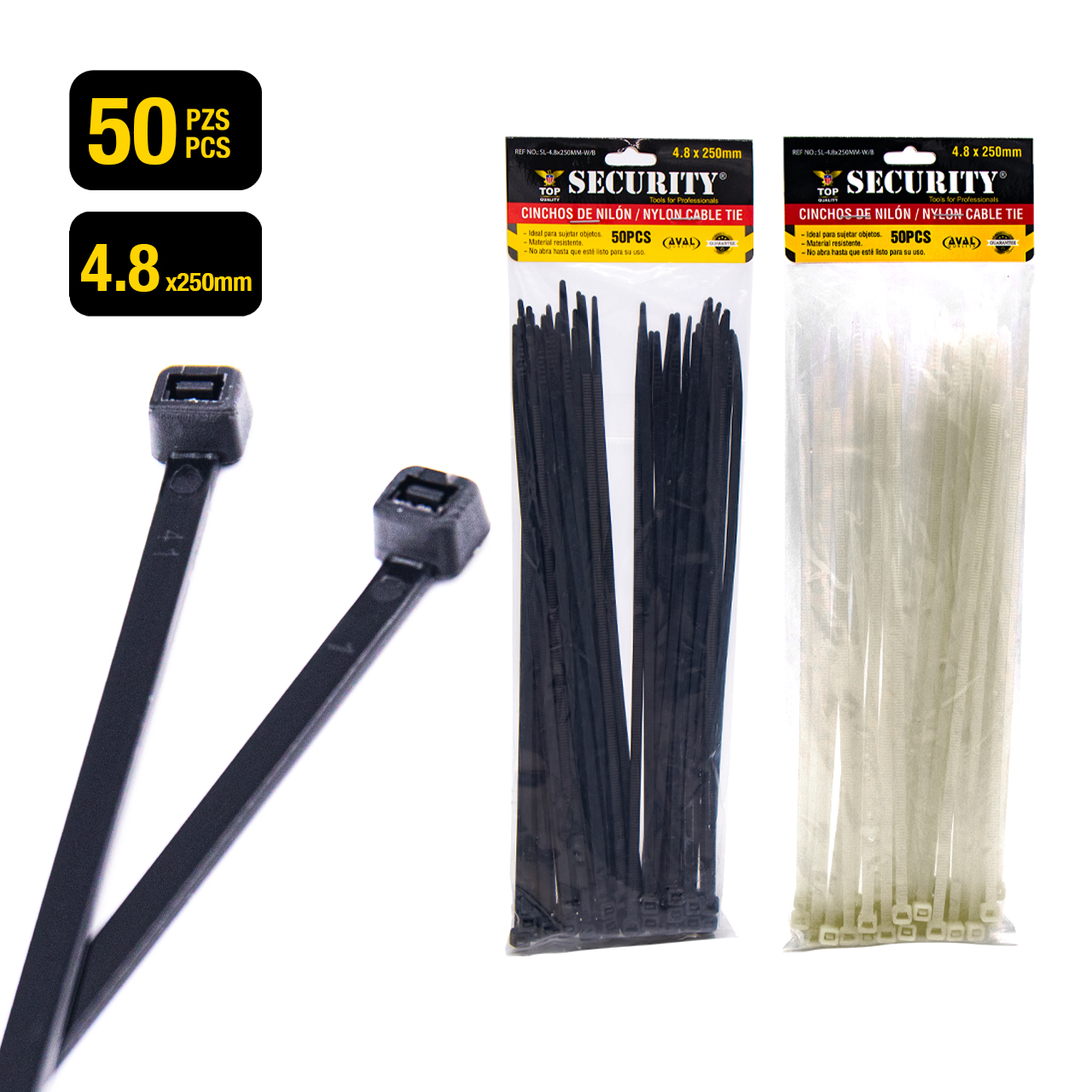 Security 4.8 x 250mm Cable Tie [SL-48X250MM-W-B]