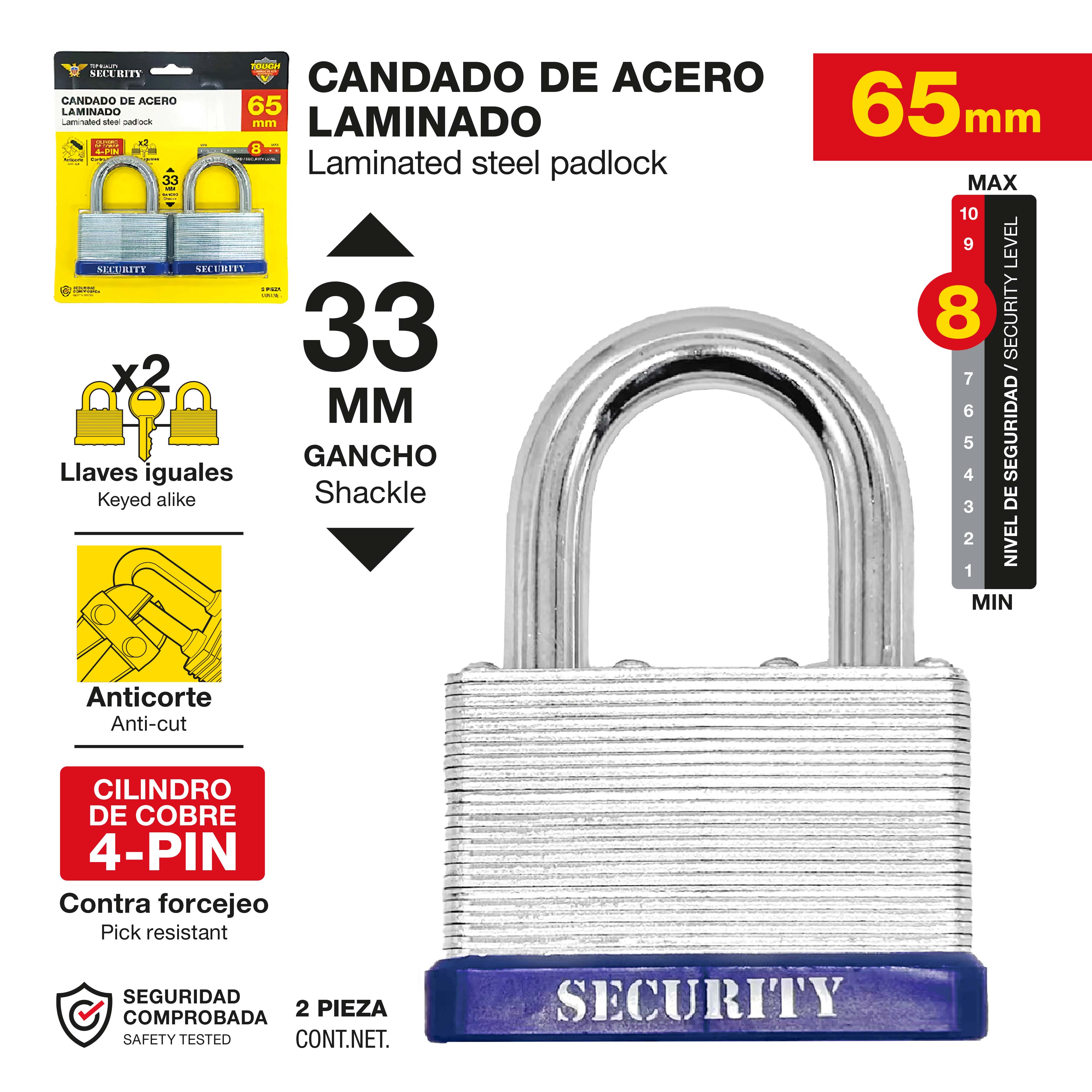 Security 60mm Padlock [SC-WTLP-60-2P]