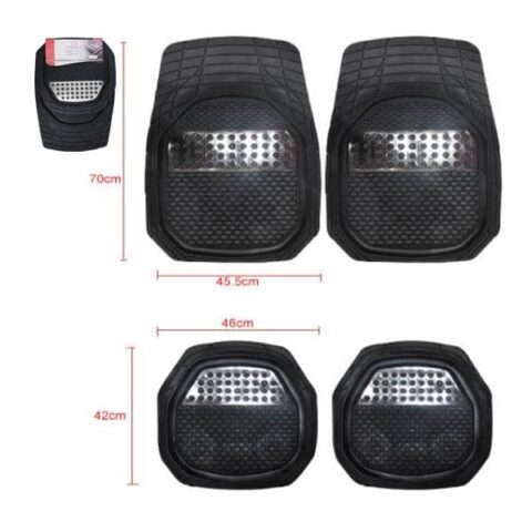 Rosh 4PC Black & Carbon Rubber/Polyester Car Mat [LF-5158-NCN]