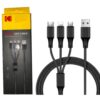 Kodak 5ft. 3 in 1 Black USB to USB-C Fast Charging Cable [USBC-5901B]