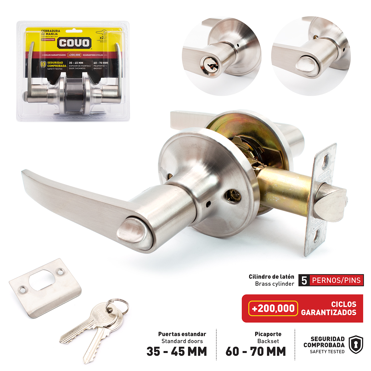 COVO Satin Nickel Privacy Lock [DL-6411B-SN]