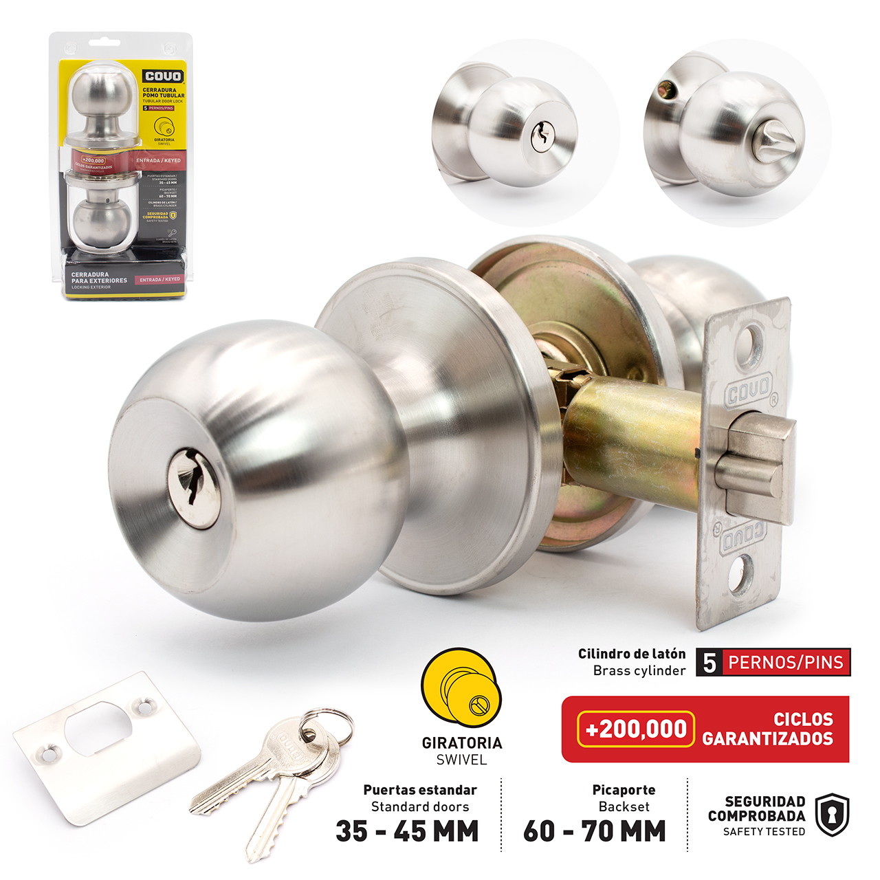 COVO Stainless Steel Privacy Lock [DL-6871B-SS]