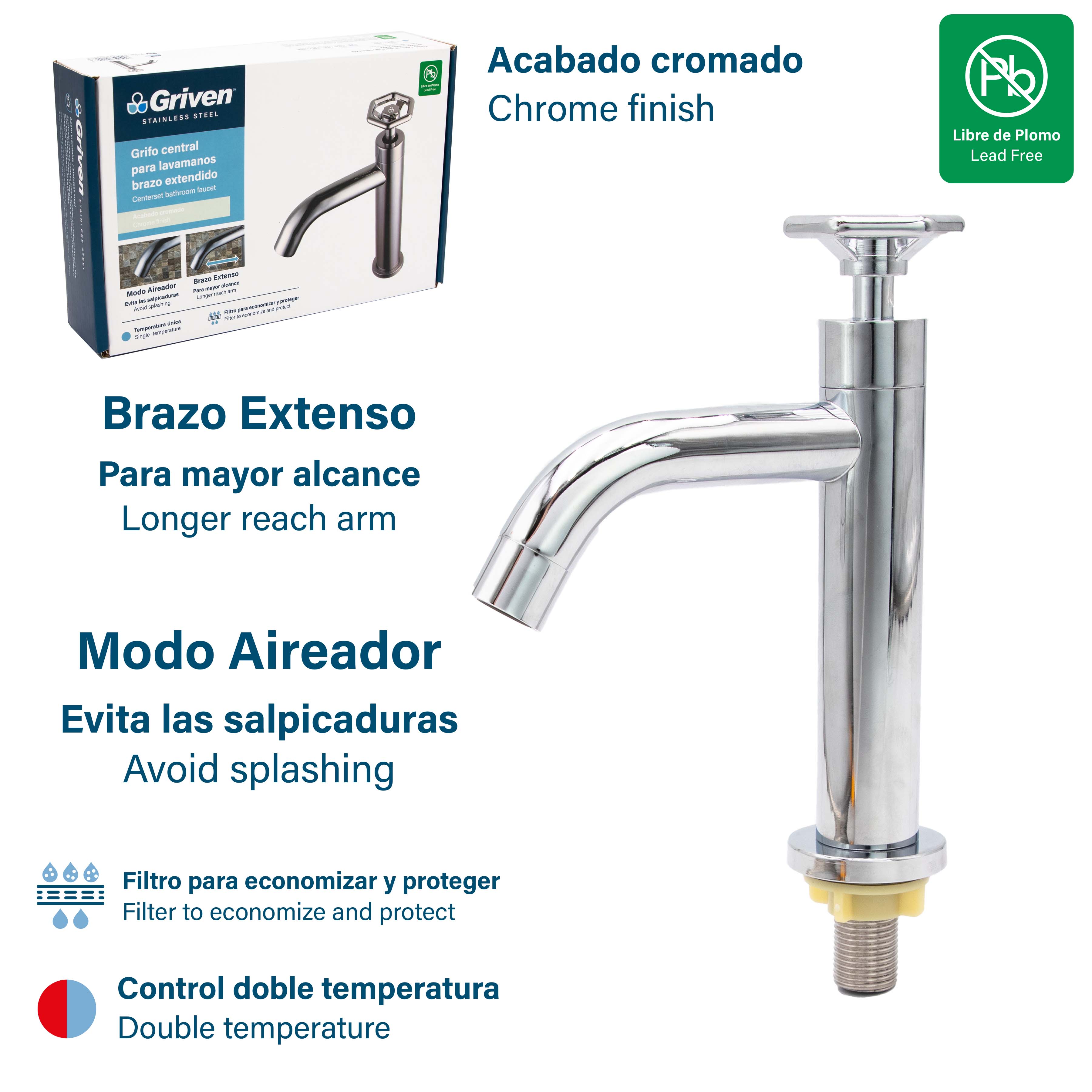 Griven Chrome Centreset Bathroom Basin Mixer [GVS-TSCF-2]