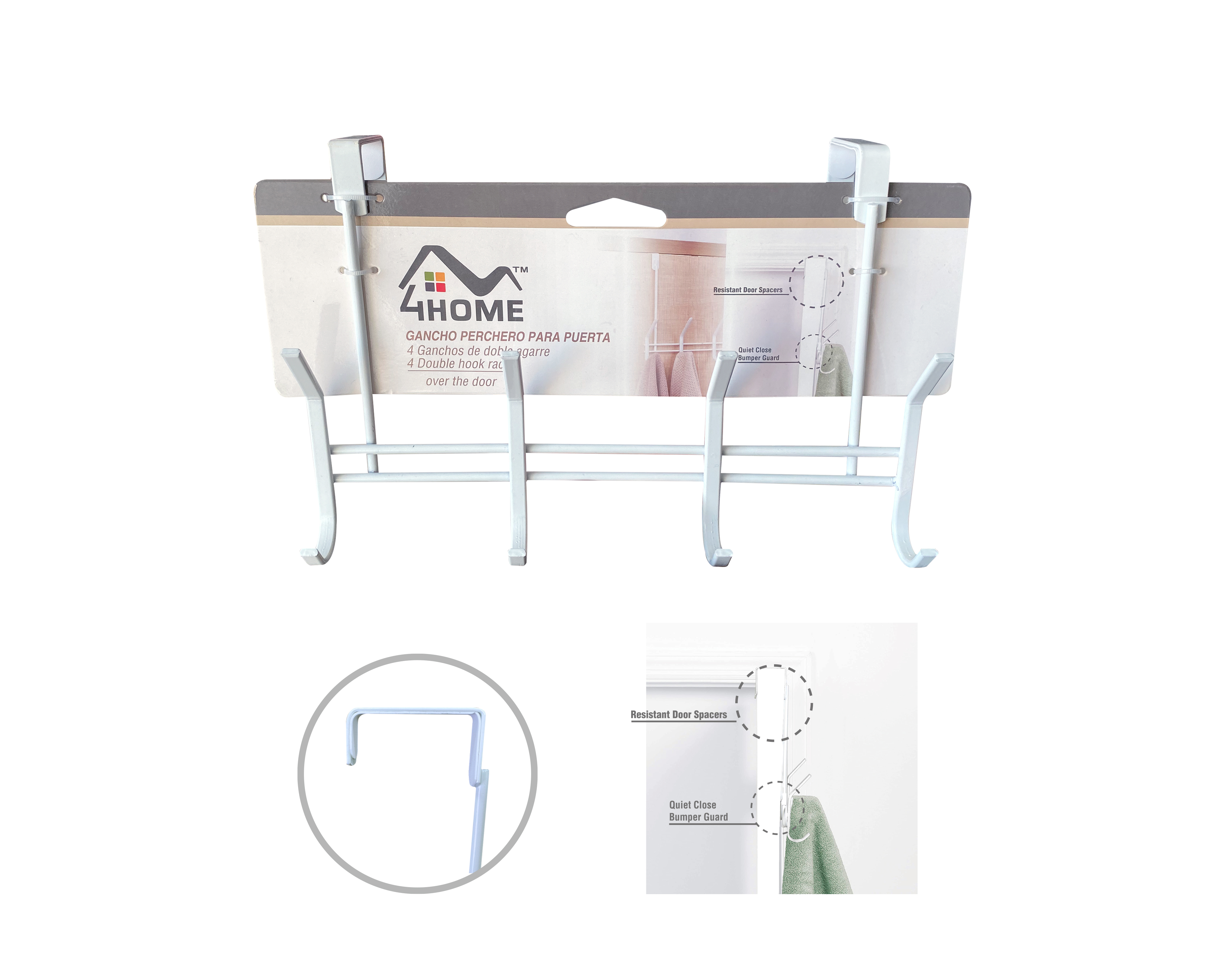 4Home White Hook Rack [LY-2202]