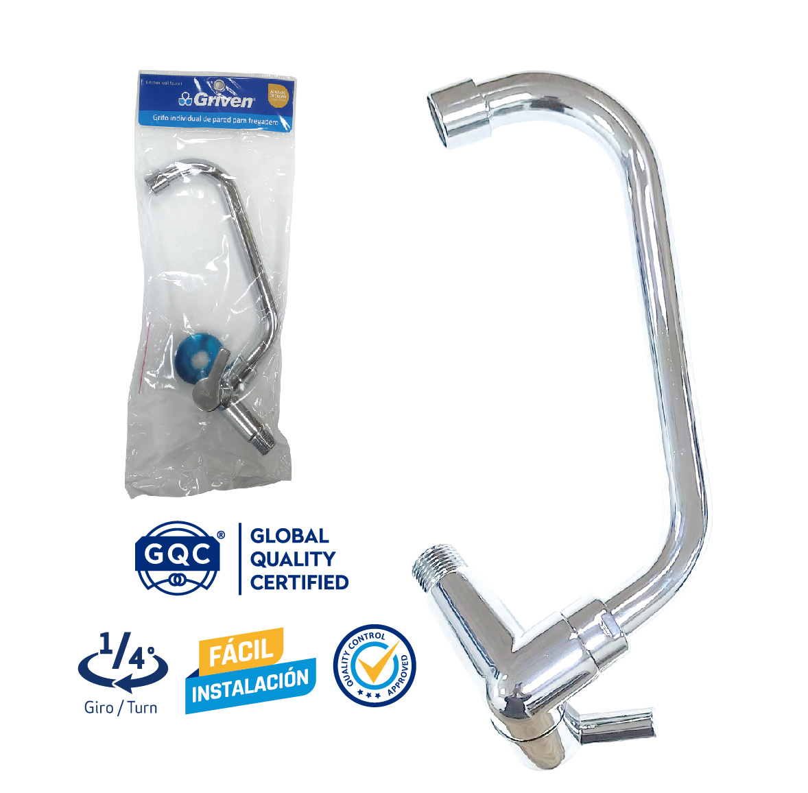 Griven Chrome Wall Faucet [GV-WALLF-1]
