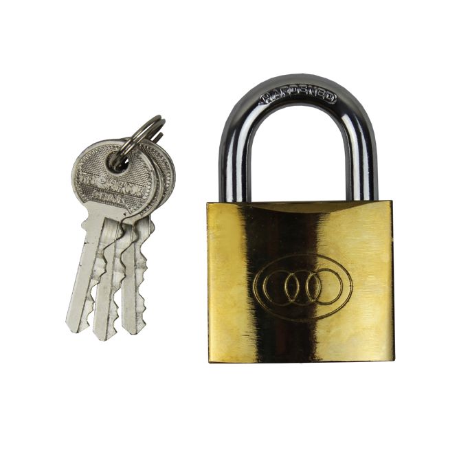Tri-Circle 50mm Gold Plated Padlock Blister Pack [#465]