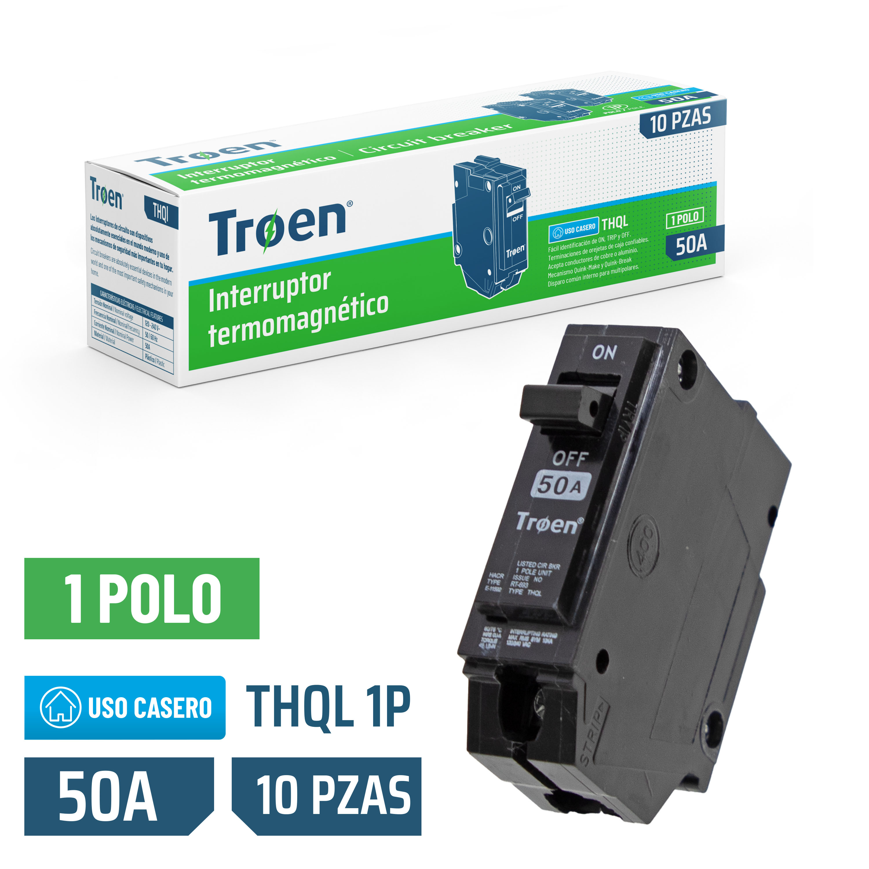 Troen 50A Single Pole Circuit Breaker [THQL-50A]