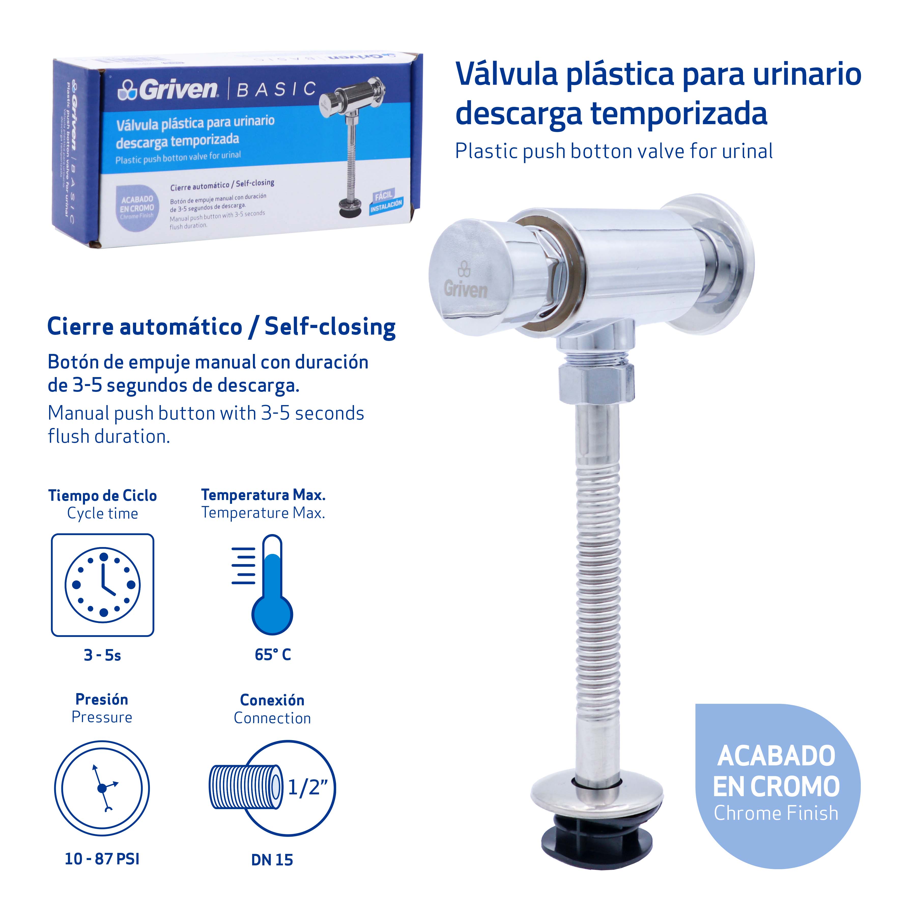 Griven PVC Push Button for Urinal [GVB-TLC1]