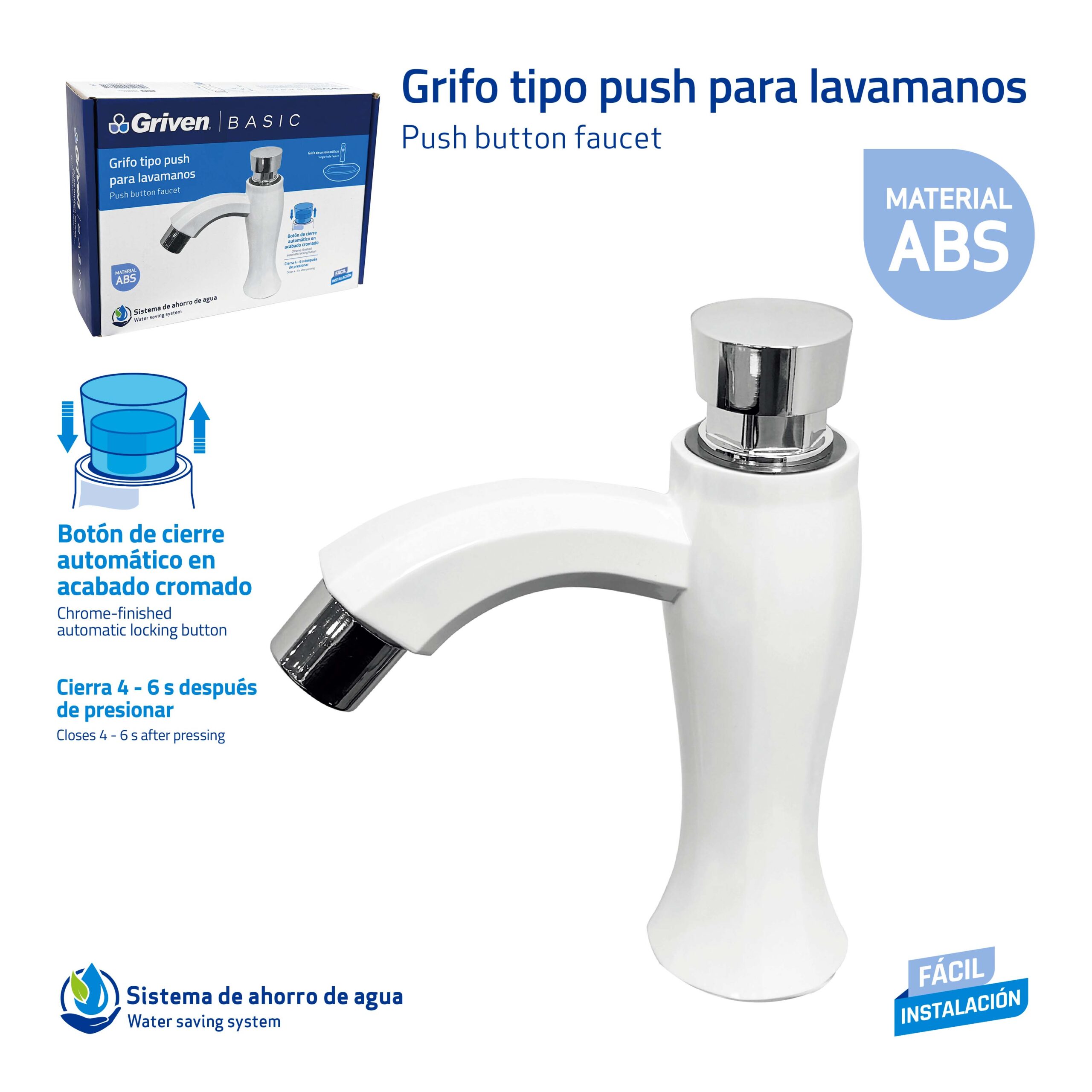 Griven Push Button Faucet [GVB-PBF-1W]