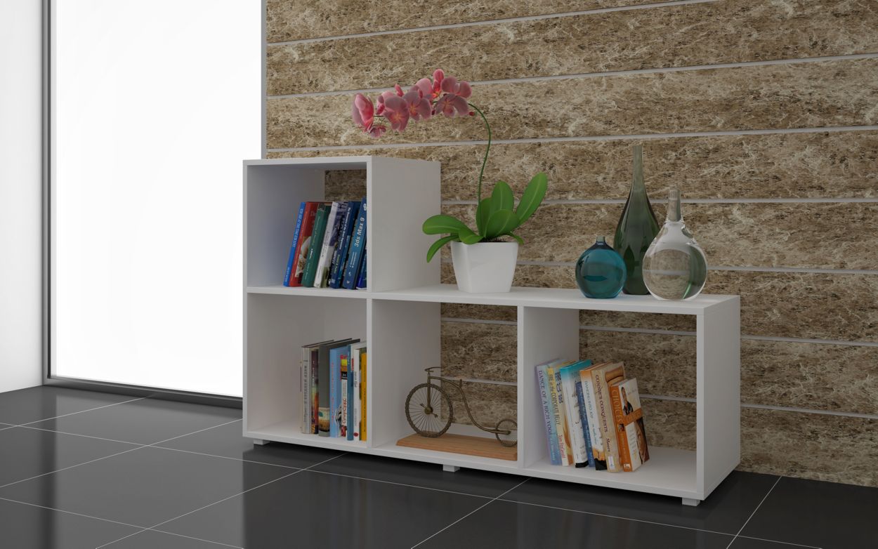 BRV White L-Shaped Decorative Box Shelving Unit [BE 05-06]