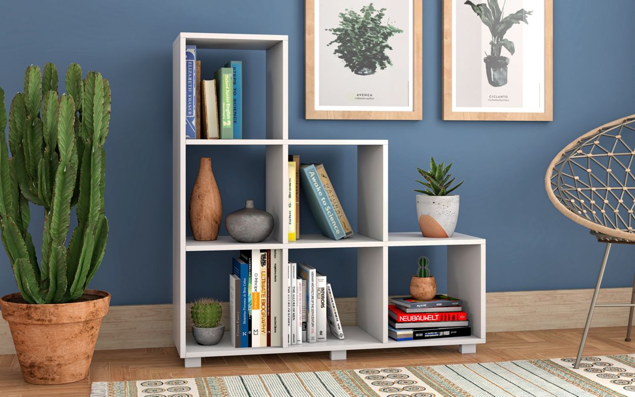 BRV White Step-Style Decorative Box Shelving Unit [BE 19-06]