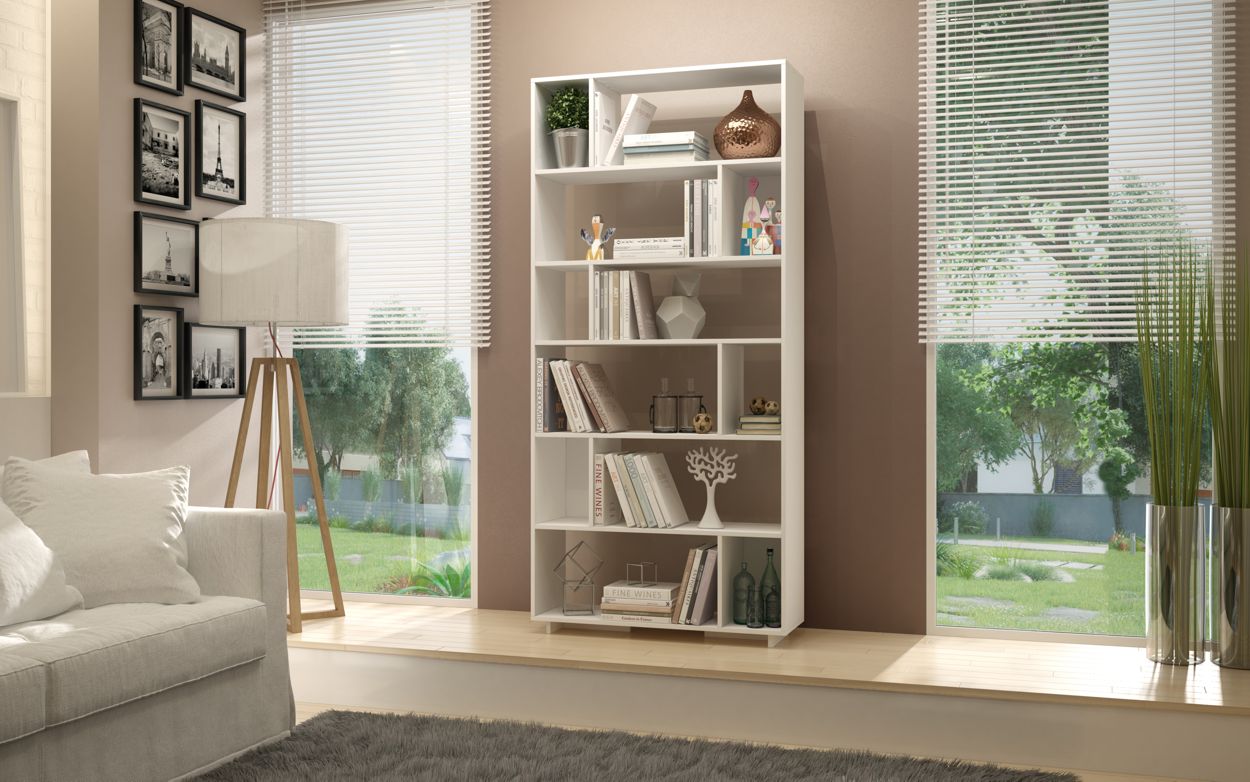 BRV White Rectangular Decorative Box Shelving Unit [BE 44-06]