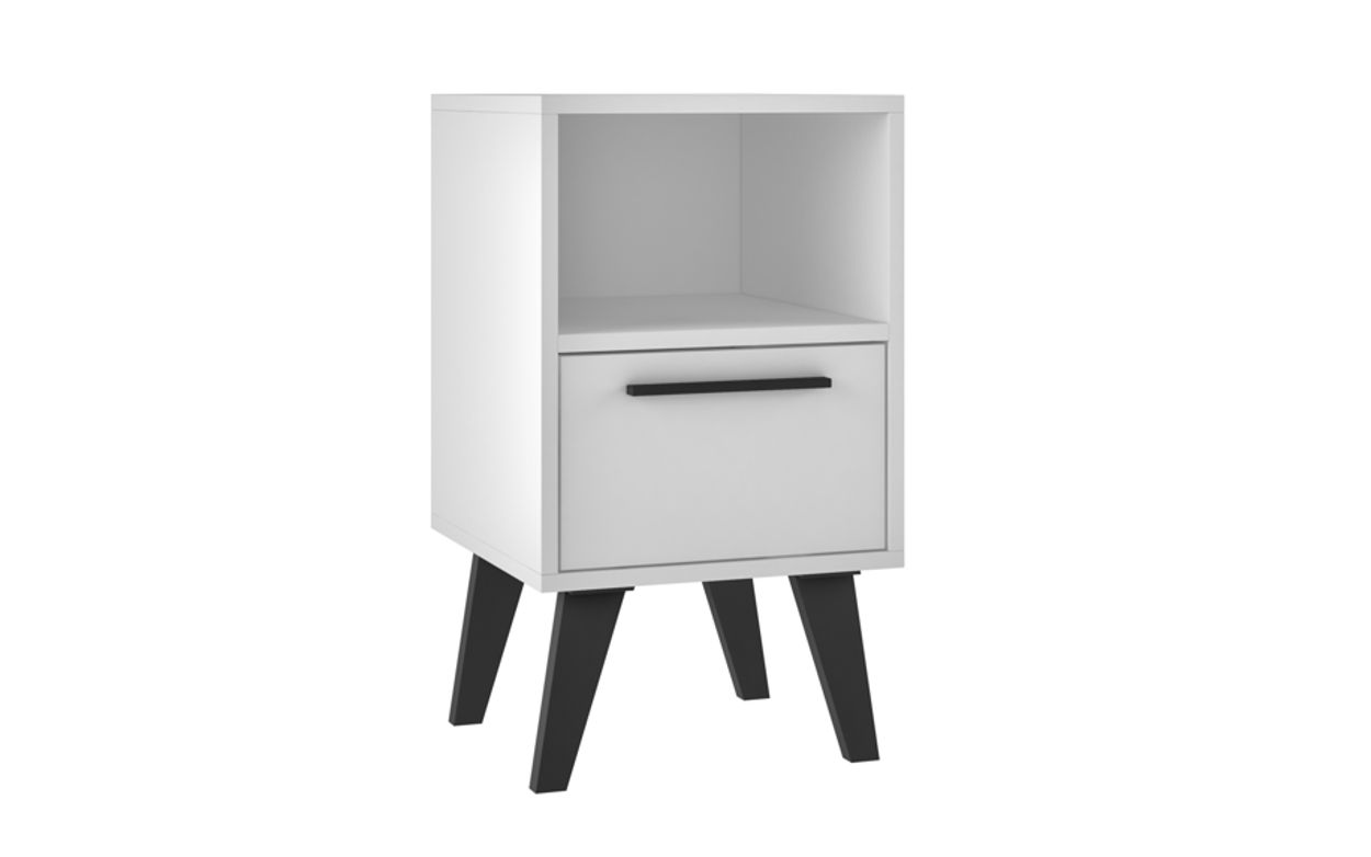 BRV White Side Table With Draw [Black Accent] [BPP 05-205]