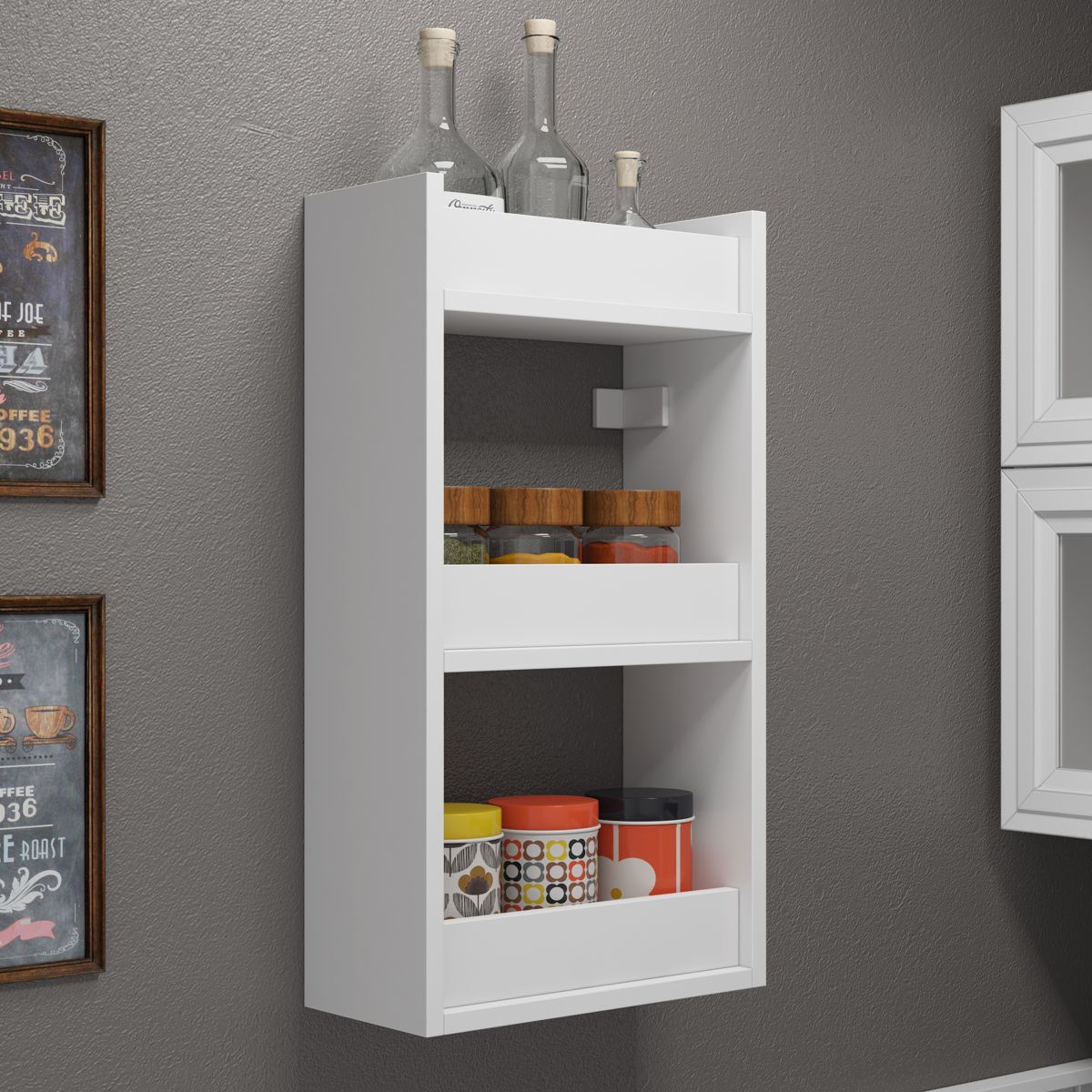 BRV Floating White Kitchen Shelf With 3 Storage Racks [BPL 22-06]