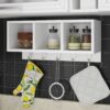 BRV Floating White Kitchen Shelving Unit With 3 Shelves & 5 Hooks [BPL 26-06]
