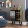 GenialFlex Capri Matte Nut Brown & Black Bar Storage Unit with 1 Glass Door Cabinet [0816B.0002]