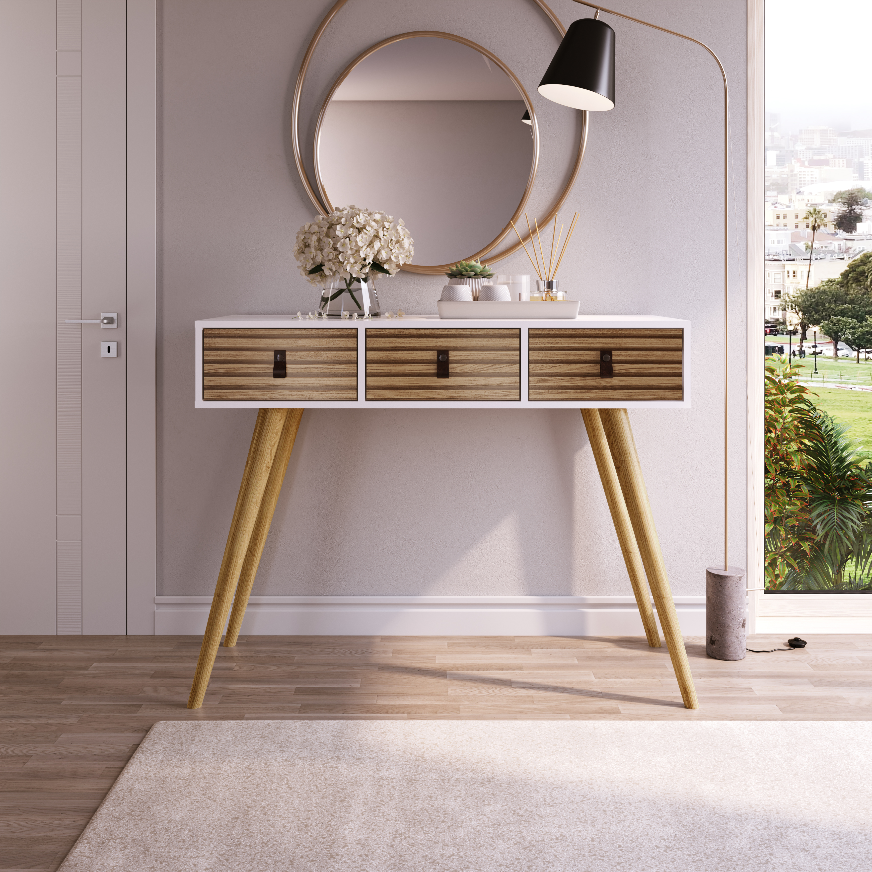 GenialFlex Amber Matte White Sideboard with 3 Drawers [3006.0001]