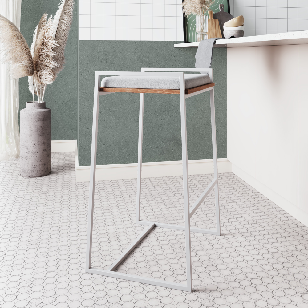 BRV Pozza White Metal Framed Stool [PB 30-225]