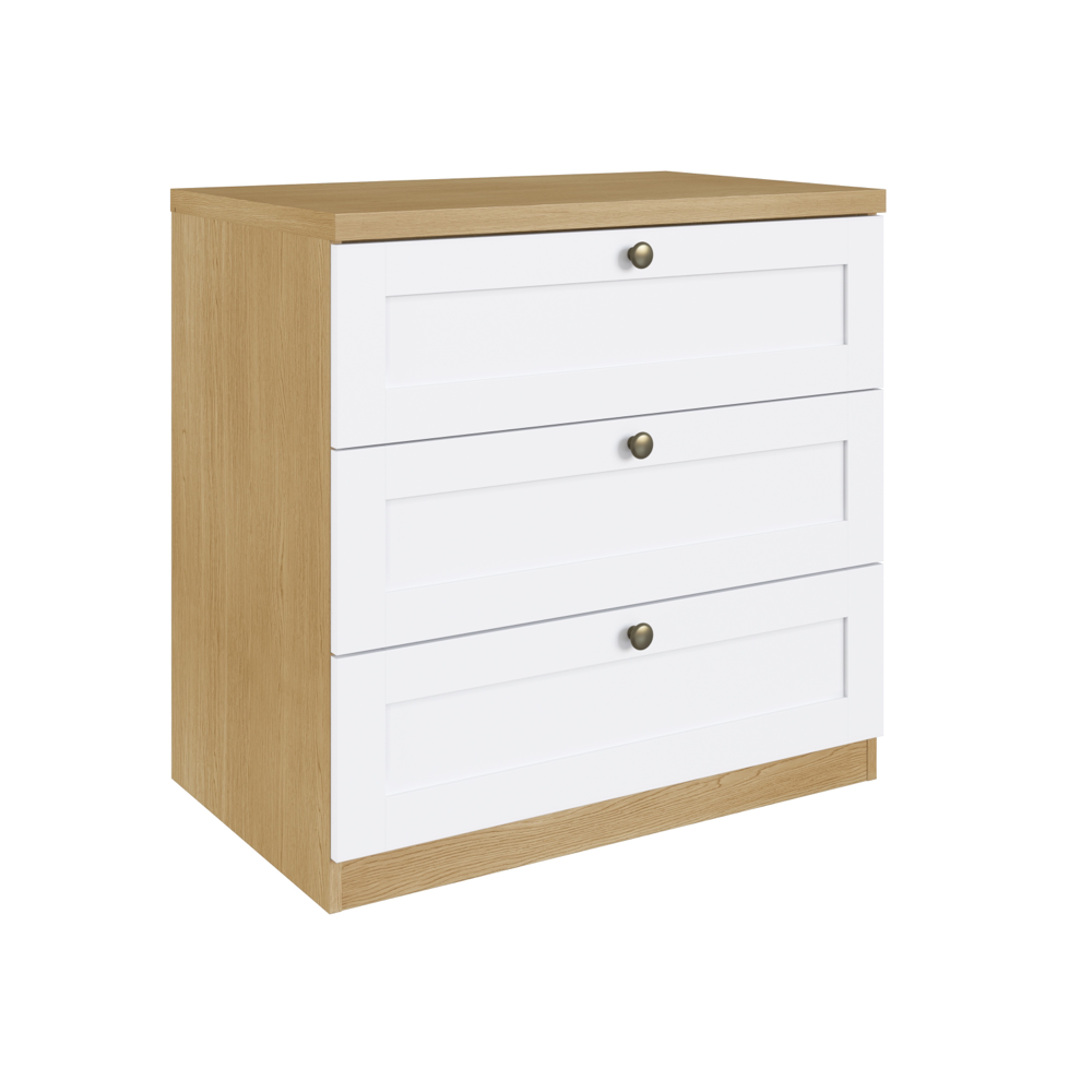 GenialFlex Savana Matte White Dresser with 3 Drawers