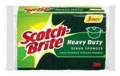 3M SCOTCHBRITE H/DUTY SCRUB SPONGES 3PK