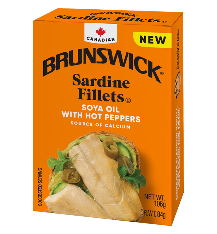 BRUNSWICK SARDINE FILLET SOYA OIL WITH HOT PEPPERS 106G