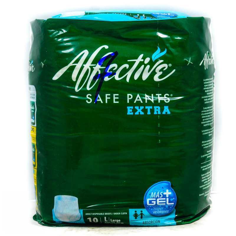 AFFECTIVE SAFE PANTS ADULT DISP. BRIEFS LGE 10'S