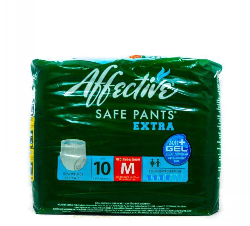 AFFECTIVE SAFE PANTS ADULT DISP. BRIEFS MED 10'S