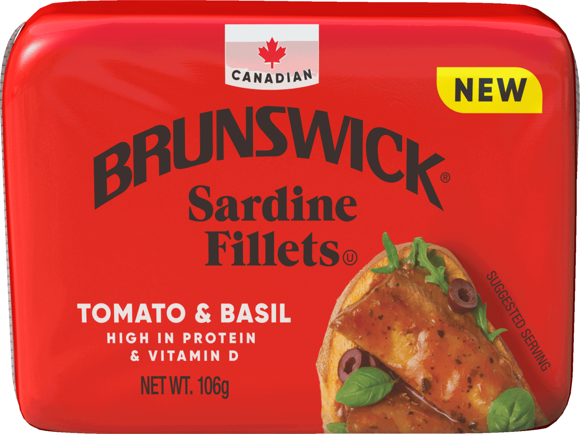 BRUNSWICK SARDINE FILLETS ( RED BAG) TOMATO &amp; BASIL 106G