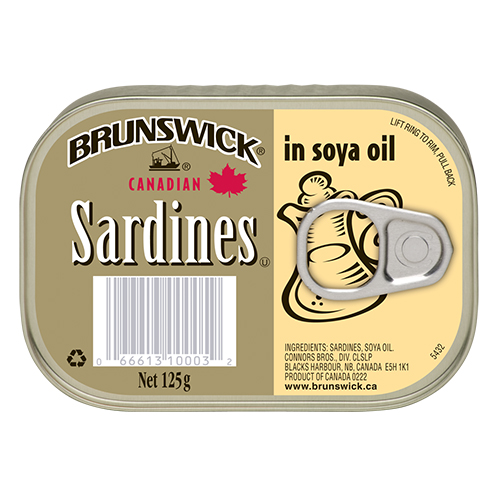 BRUNSWICK SARDINES SLIVER TIN IN SOYA OIL 106G