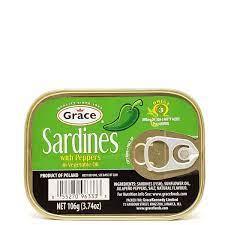 GRACE SARDINE IN OLIVE OIL WITH PEPPERS 106G