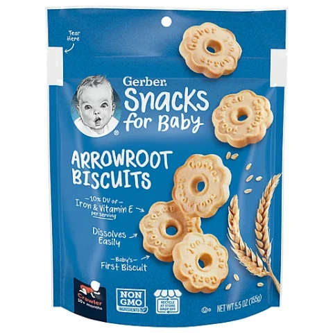 GERBER SNACKS FOR BABY ARROWROOT BISCUITS 5.5oz (155g)