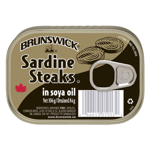 BRUNSWICK SARDINE STEAKS IN SOYA OIL 106G