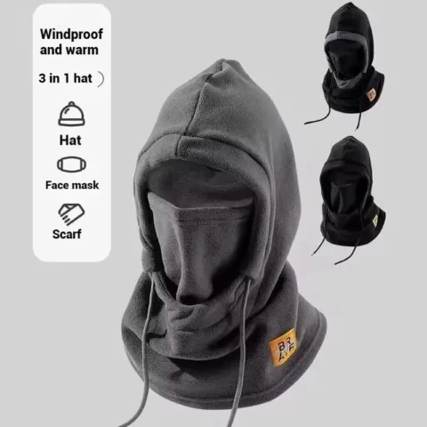 Winter Warm Hat with Mask and Neck Warmer 3-in-1 Windproof Balaclava for Men Women Masked Hat Cycling Cold Weather Protection