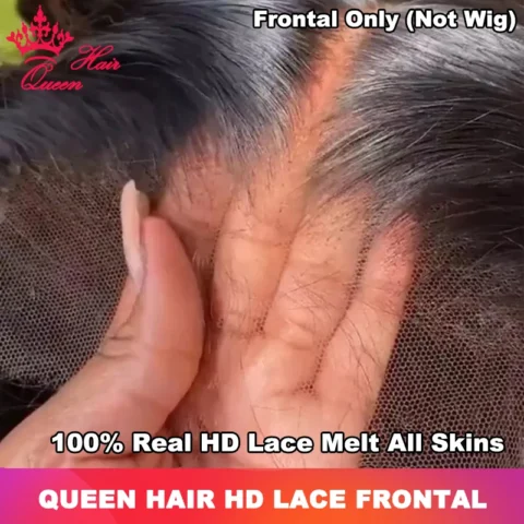 Queen Hair Real HD Frontal/Closure Only Invisible Melt Skin Lace 13×6 13×4 4×4 4×6 5×5 6×6 7×7 Raw Human Hair Body Wave/Straight