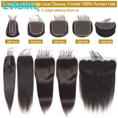 13×4 13×6 Ear To Ear Transparent Frontal Lace Only Straight 2×6 4×4 5×5 6×6 HD Lace Closure Human Hair 100% Brazilian Hair Quality Soft Silky Pre Plucked Bleached Knots Natural Hairline Virgin Hair Pieces For Women Daily Hair Styling