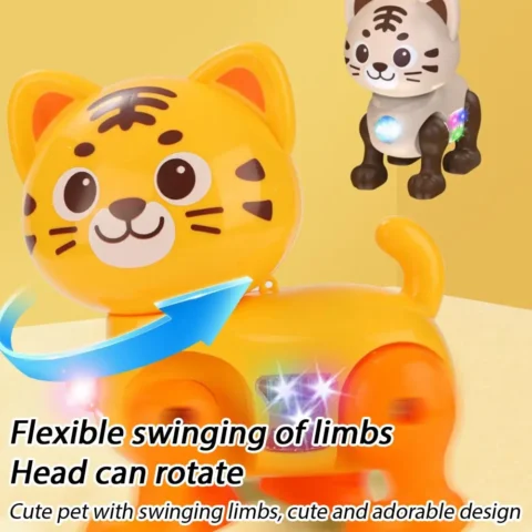 Smart Electric Pink Cat Toy for Boys Girls Interactive Walking Kitten Robot with Colorful Flashing Lights and Sound Effect