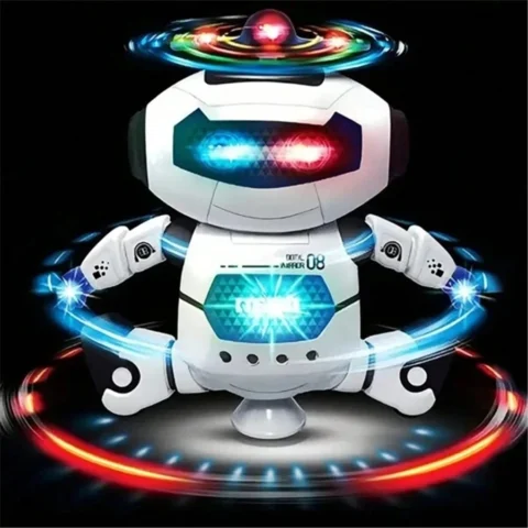 Intelligent dancing robot toy with 360 ° rotation and light effect electric toy, fun interactive game for children aged 14 and a