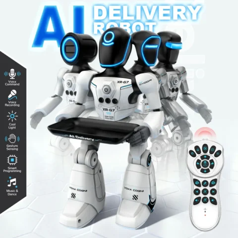 AI Smart Voice Robot Toy with Gesture Sensing & Smart Programming, Interactive Robot with Lights & Music, Perfect Gift for Kids