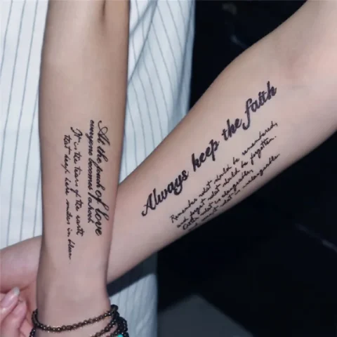 Temporary English Word Tattoo Stickers Black Letters Feather Body Art Tattoos Waterproof Temporary Tattoo On Body For Men Women