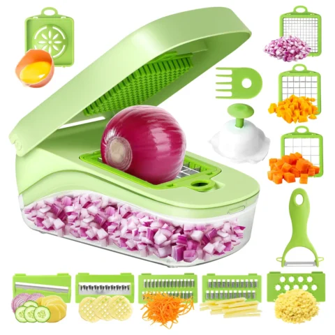 7/17 in 1 Multifunctional Vegetable Chopper – Food Grate Vegetable Slicer Food Dicer Cut Kitchen Items for Cooking & Meal Prep